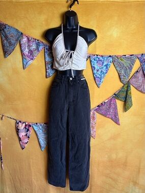 Abercrombie Black High Waist Taper Jeans Size 26